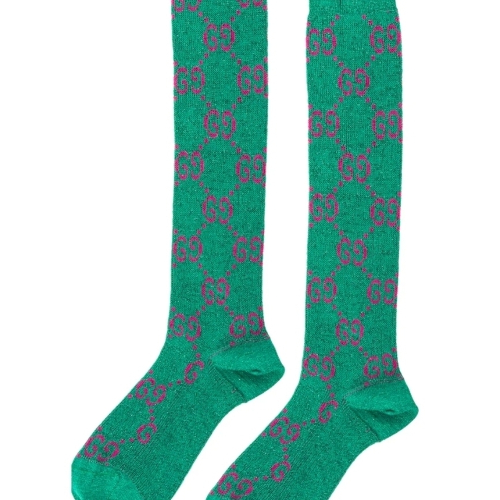 Gucci GG Logo Glittery Socks NWT